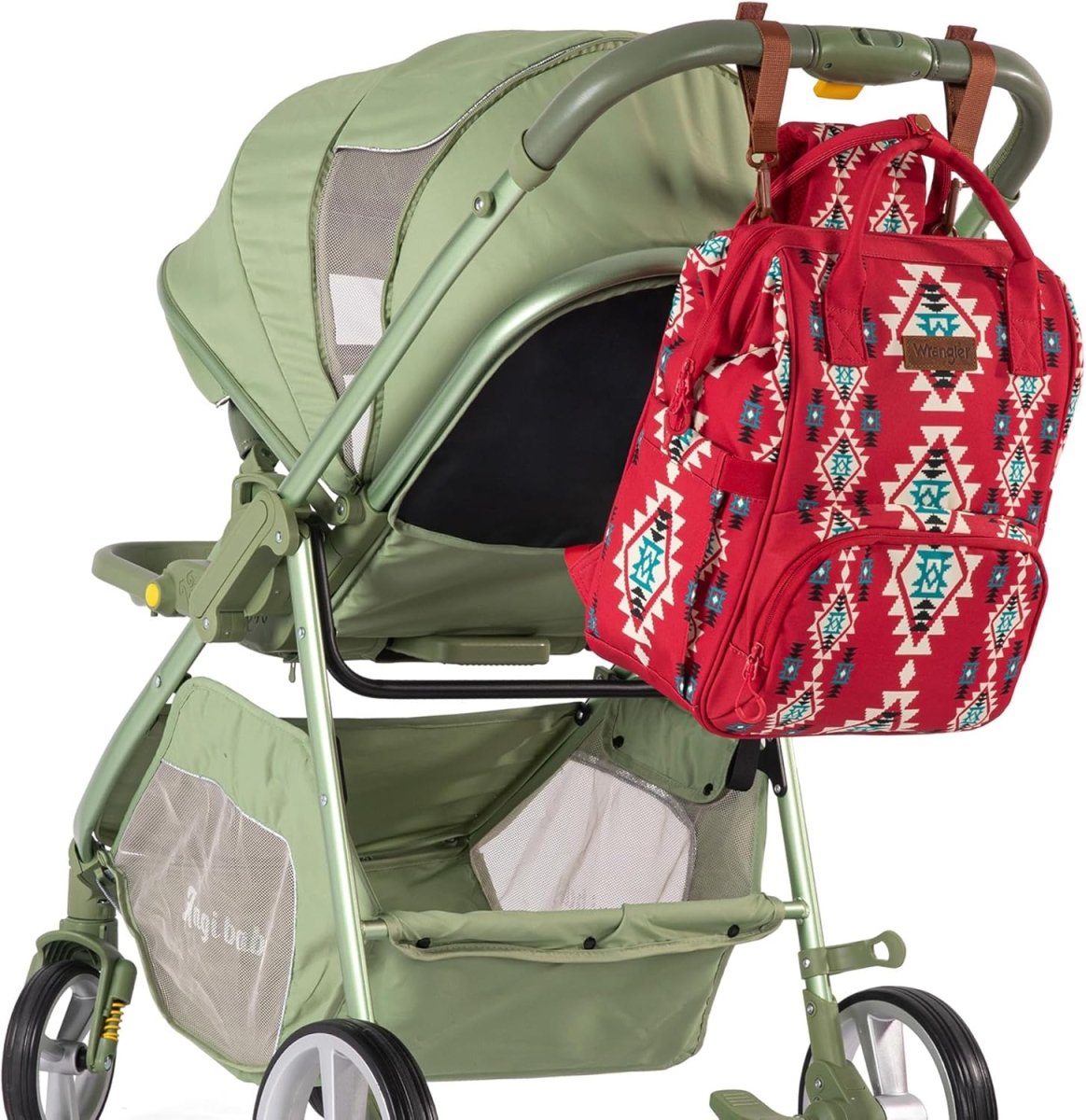 Wrangler Aztec Backpack Organized Daypack Travel Baby Bag with Stroller Strap and Side Bottle Pockets - LittleTreasures