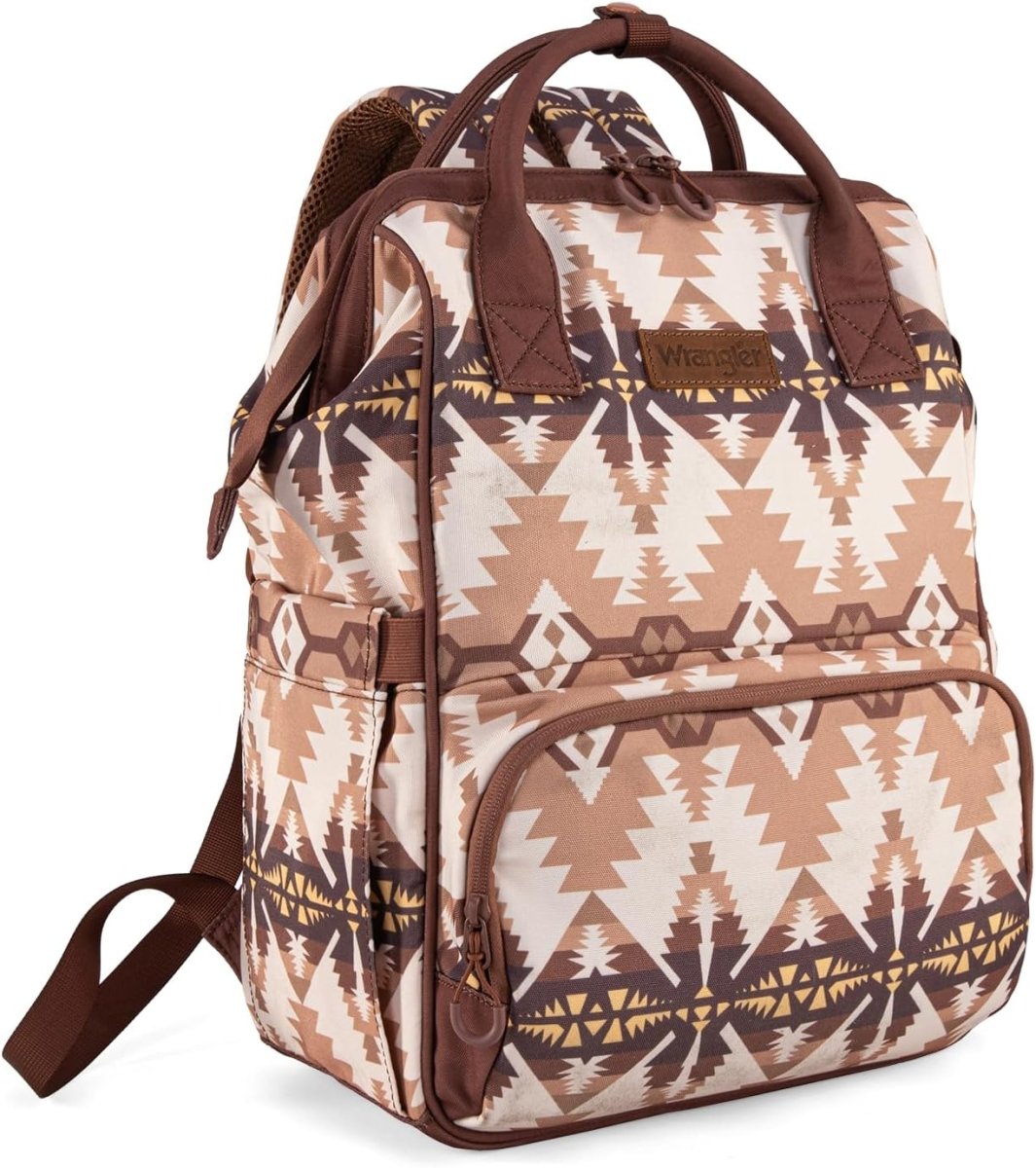 Wrangler Aztec Backpack Organized Daypack Travel Baby Bag with Stroller Strap and Side Bottle Pockets - LittleTreasures