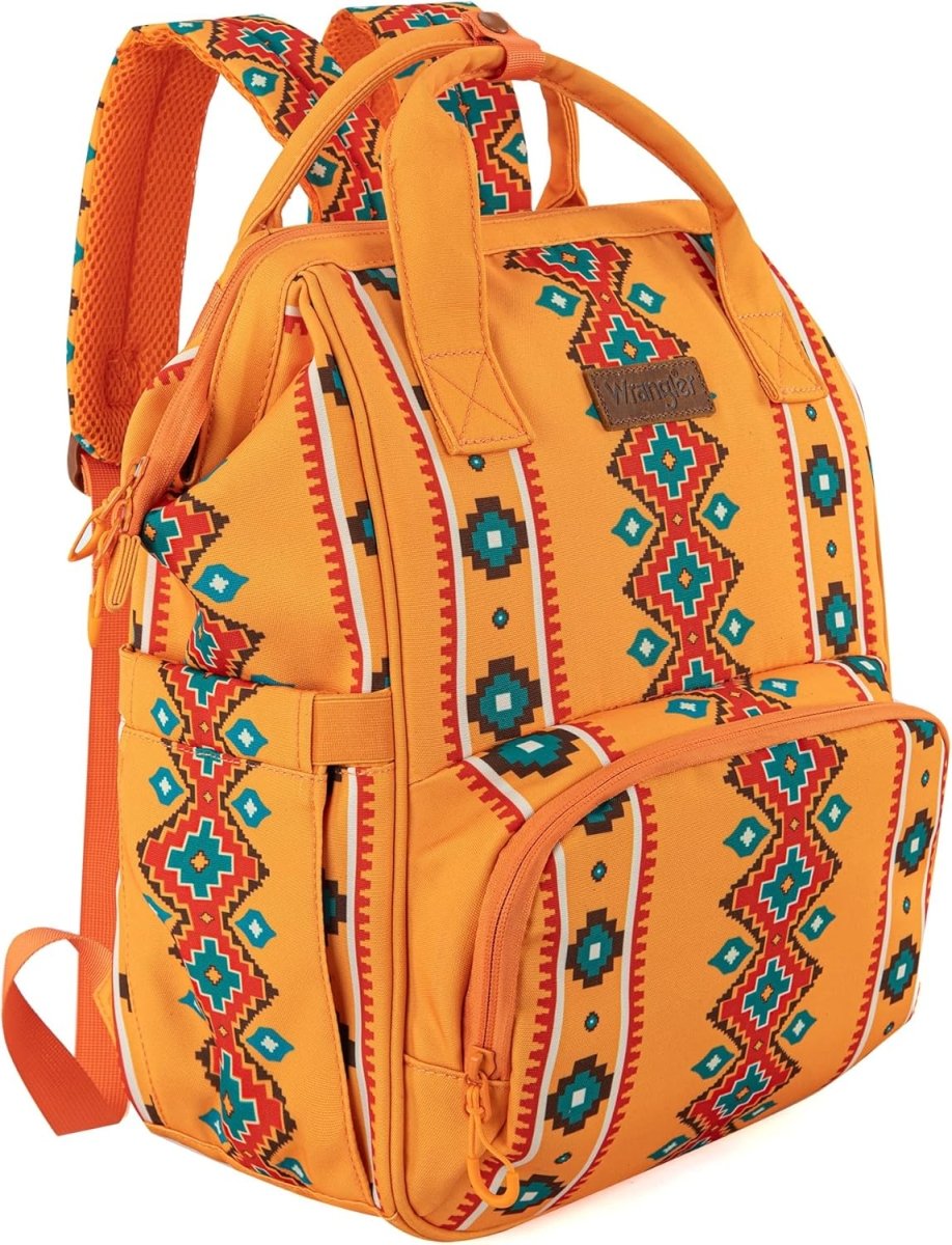 Wrangler Aztec Backpack Organized Daypack Travel Baby Bag with Stroller Strap and Side Bottle Pockets - LittleTreasures