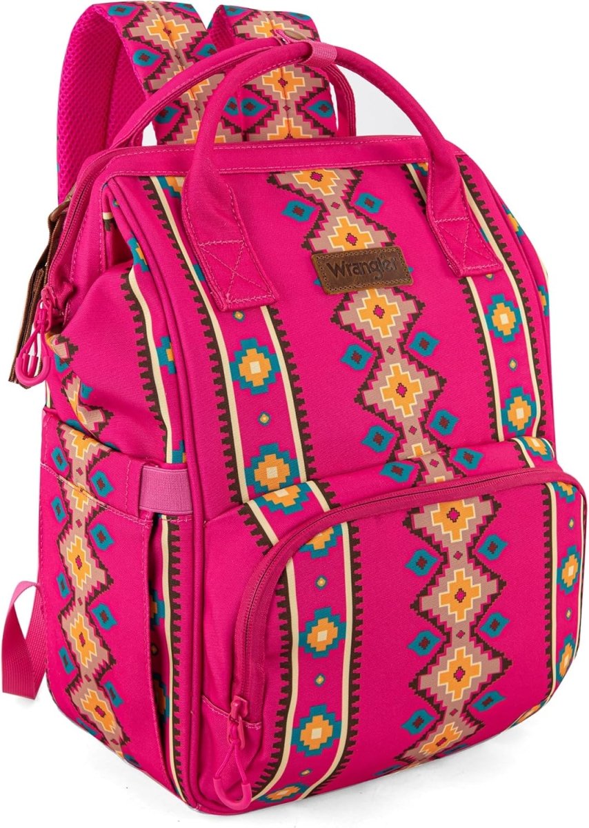 Wrangler Aztec Backpack Organized Daypack Travel Baby Bag with Stroller Strap and Side Bottle Pockets - LittleTreasures