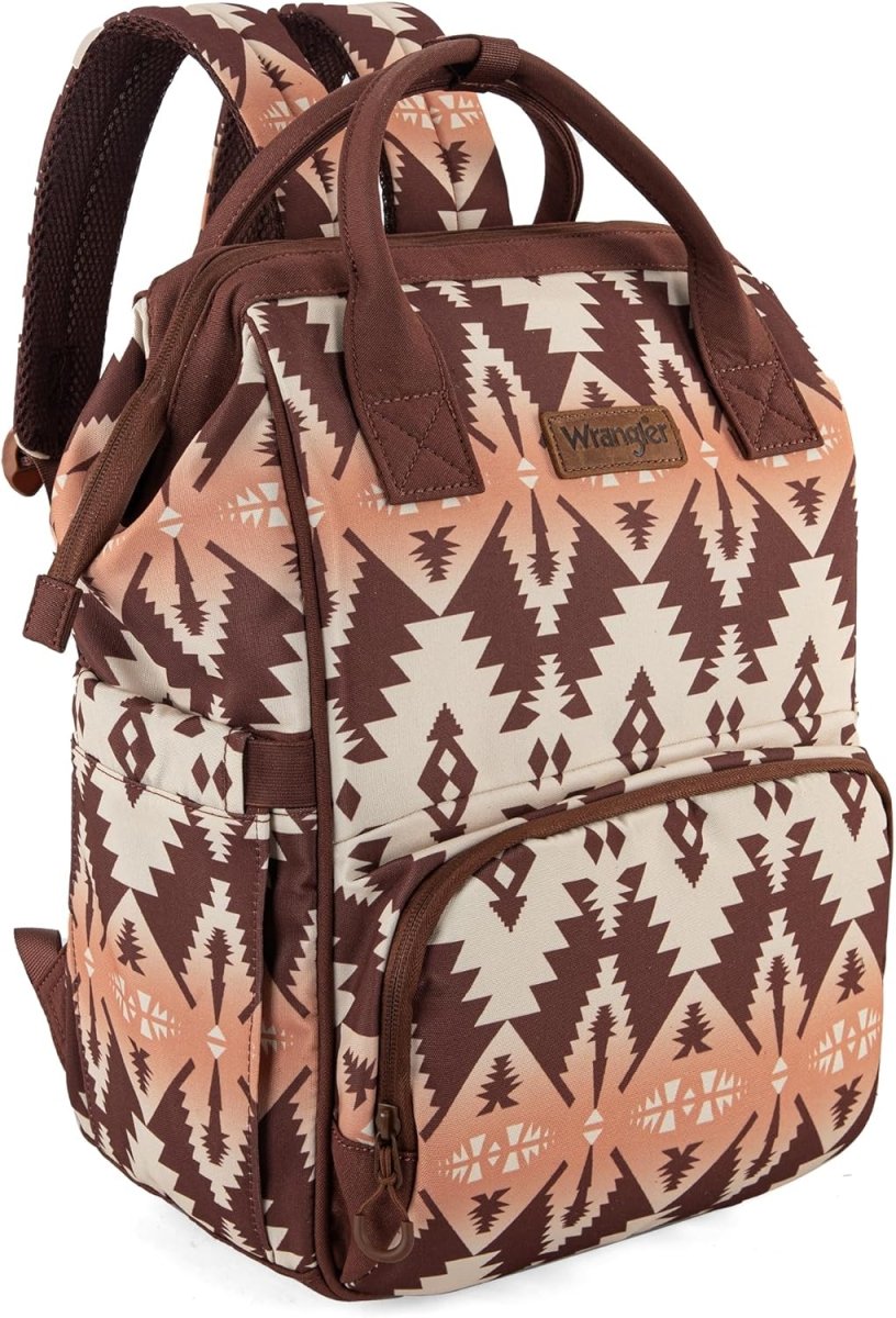 Wrangler Aztec Backpack Organized Daypack Travel Baby Bag with Stroller Strap and Side Bottle Pockets - LittleTreasures