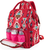 Wrangler Aztec Backpack Organized Daypack Travel Baby Bag with Stroller Strap and Side Bottle Pockets - LittleTreasures