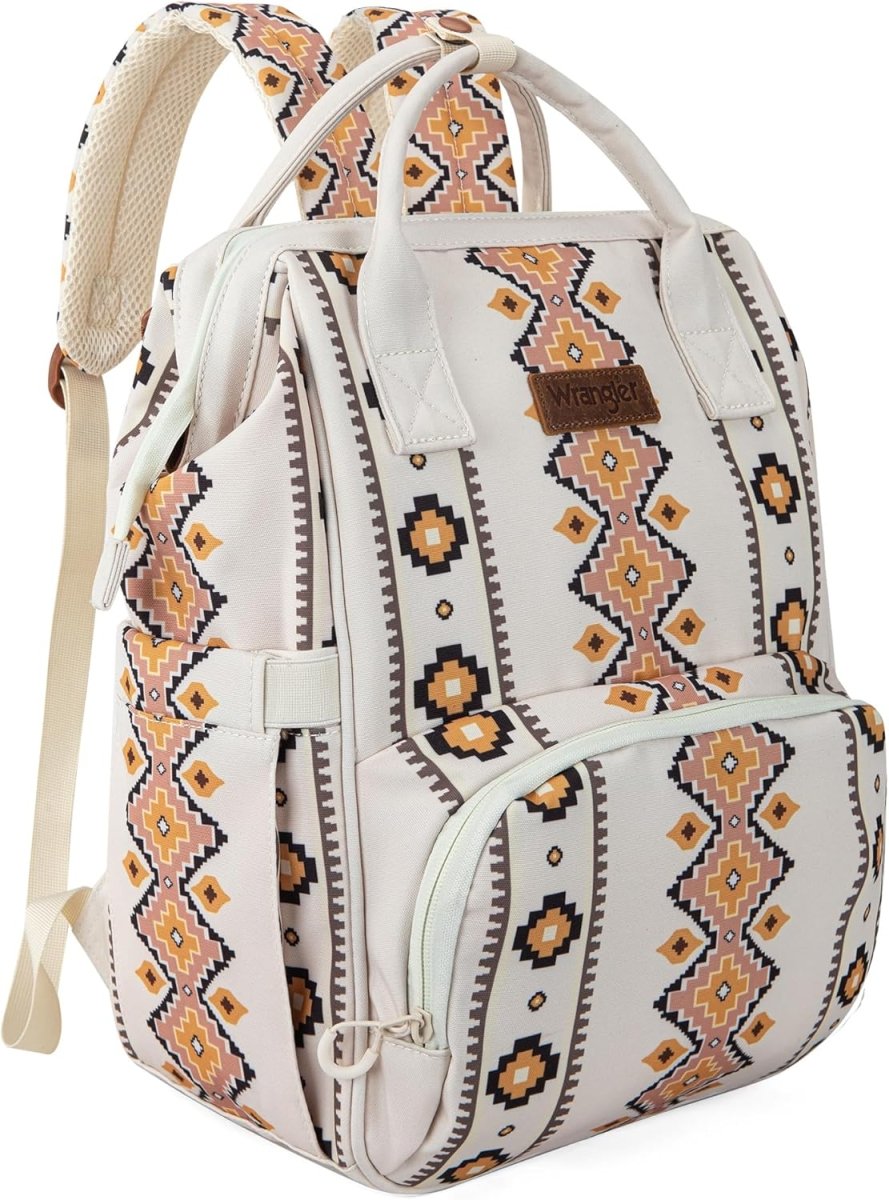 Wrangler Aztec Backpack Organized Daypack Travel Baby Bag with Stroller Strap and Side Bottle Pockets - LittleTreasures
