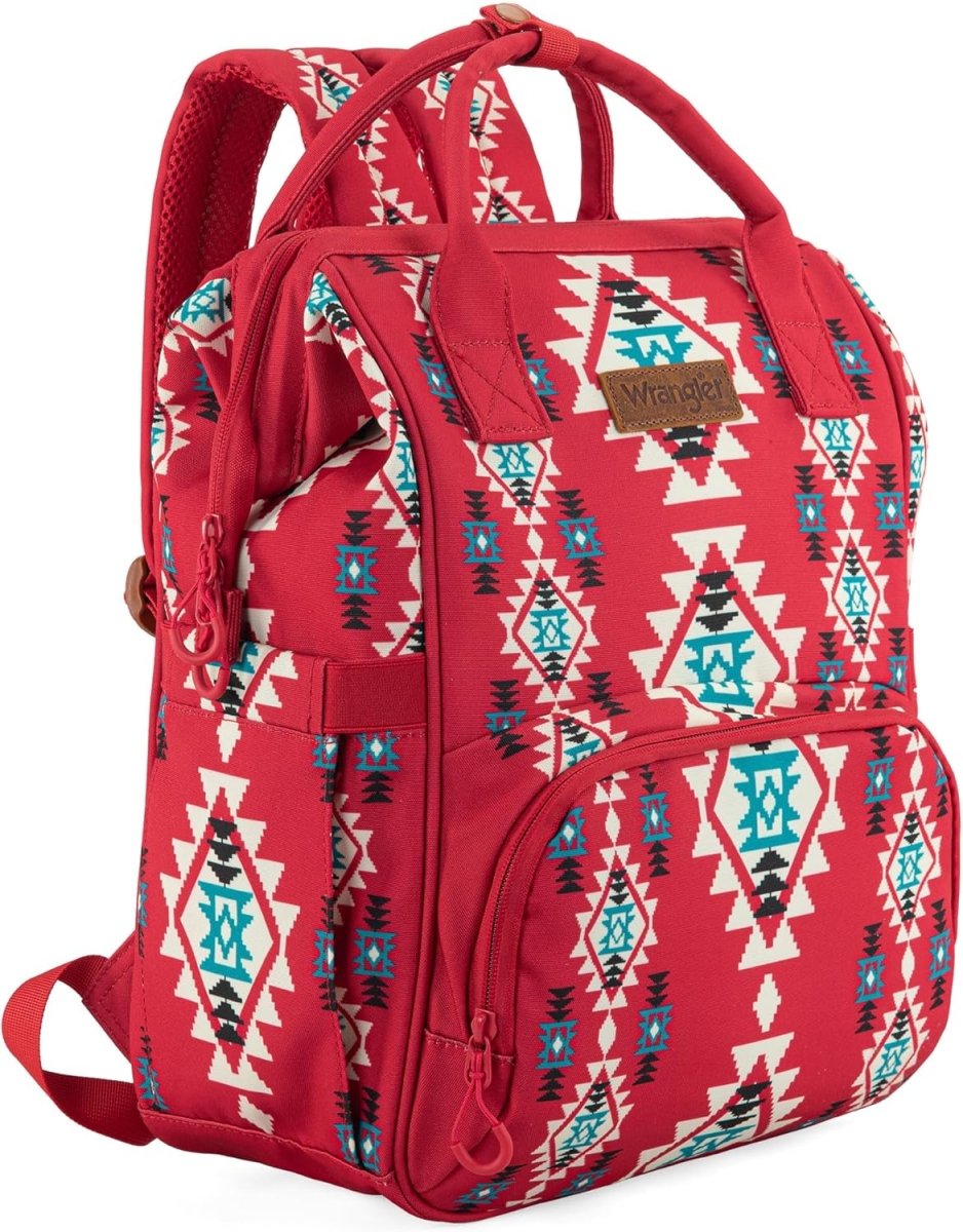 Wrangler Aztec Backpack Organized Daypack Travel Baby Bag with Stroller Strap and Side Bottle Pockets - LittleTreasures