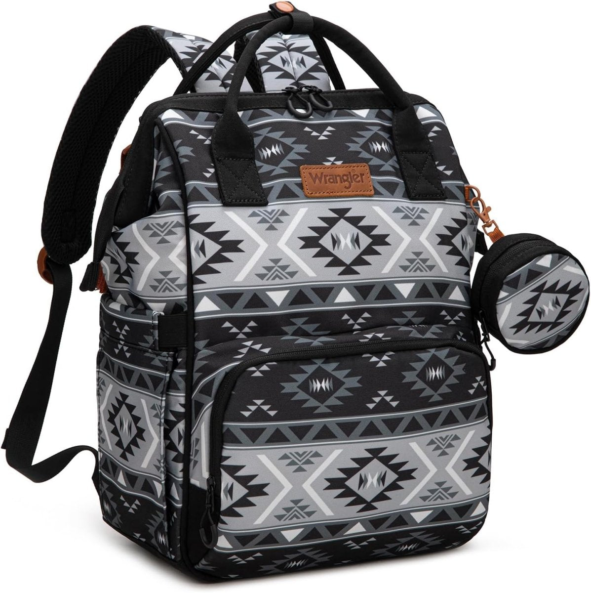 Wrangler Aztec Backpack Organized Daypack Travel Baby Bag with Stroller Strap and Side Bottle Pockets - LittleTreasures