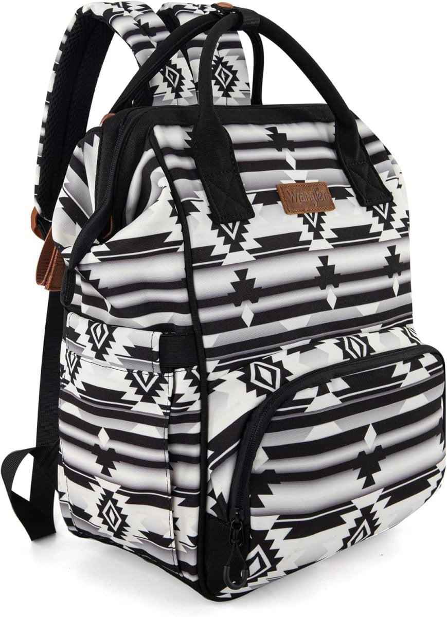 Wrangler Aztec Backpack Organized Daypack Travel Baby Bag with Stroller Strap and Side Bottle Pockets - LittleTreasures