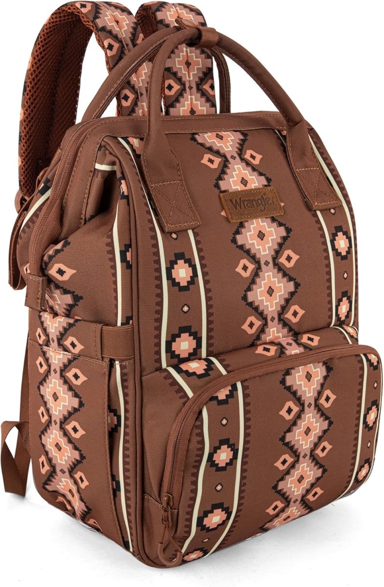 Wrangler Aztec Backpack Organized Daypack Travel Baby Bag with Stroller Strap and Side Bottle Pockets - LittleTreasures
