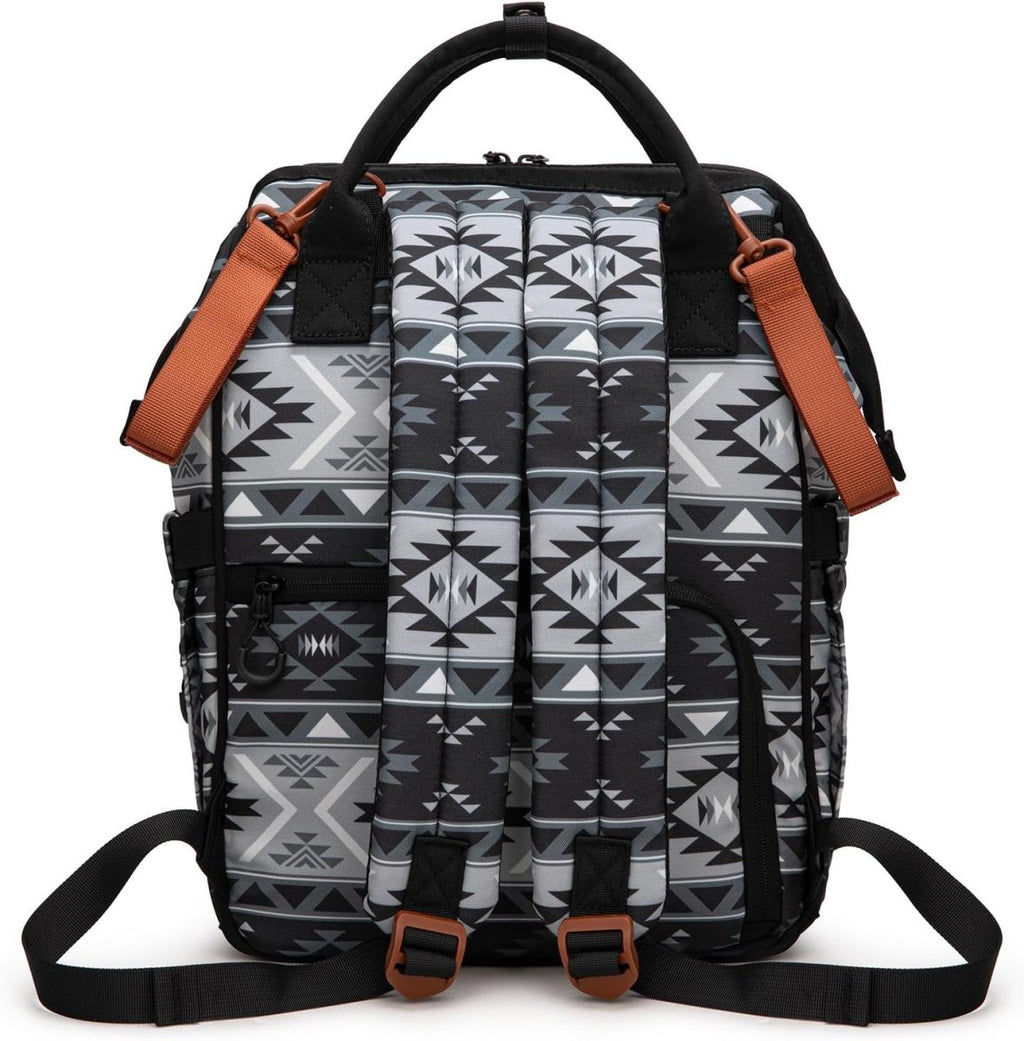 Wrangler Aztec Backpack Organized Daypack Travel Baby Bag with Stroller Strap and Side Bottle Pockets - LittleTreasures