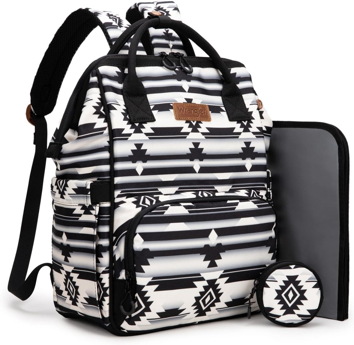 Wrangler Southwest Pattern Diaper Backpack Baby Bag Casual Daypack Travel Backpack Western Multi - Function Bags - LittleTreasures
