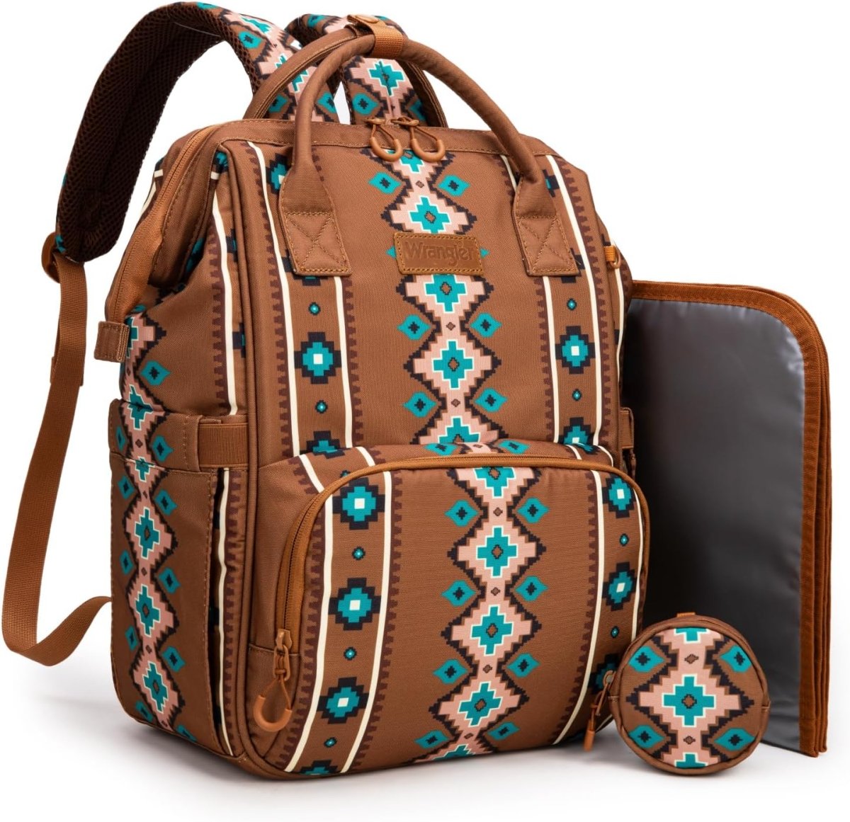 Wrangler Southwest Pattern Diaper Backpack Baby Bag Casual Daypack Travel Backpack Western Multi - Function Bags - LittleTreasures