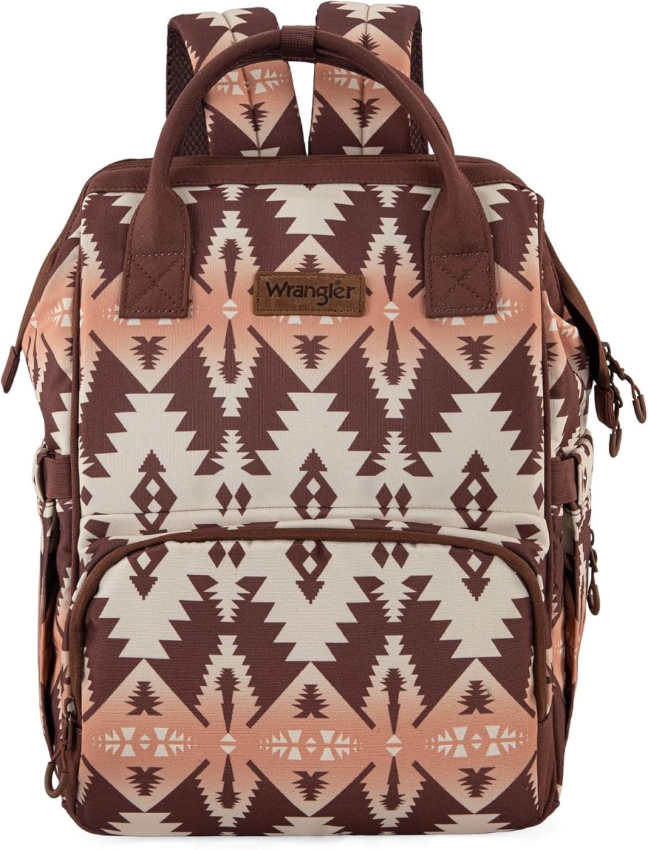Wrangler Southwest Pattern Diaper Backpack Baby Bag Casual Daypack Travel Backpack Western Multi - Function Bags - LittleTreasures